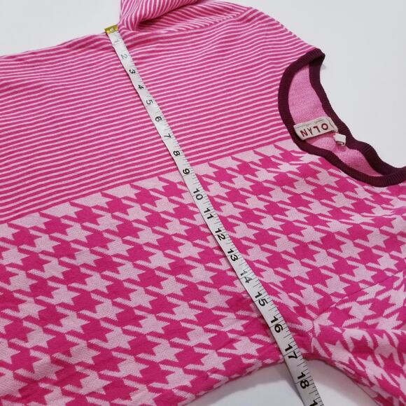 Anthropologie Dolan Striped and Houndstooth Pink Sweater - Picture 5 of 11